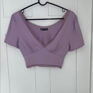 Lavender Lace Trim Crop Top
